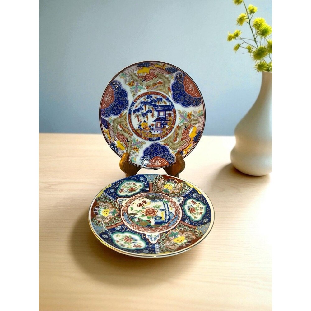 2 Vtg Imari Ware Japan Small Bread & Butter Plates 6 1/2" Gilded Coordinating